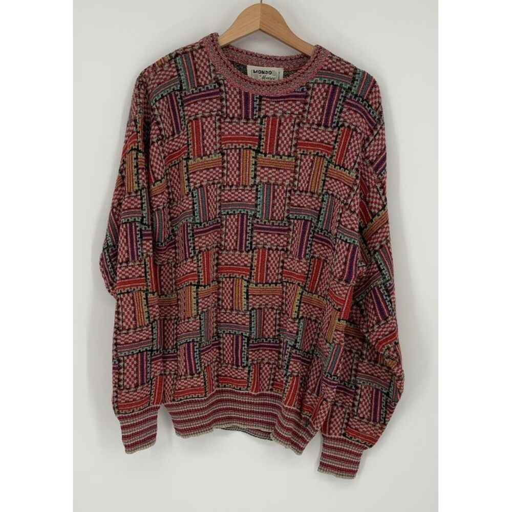 Mondo di Marco Coogi Style Red Basketweave Italy Vintage 90s Sweater